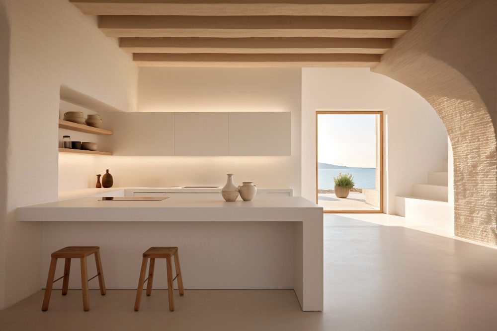 Minimalist Mediterranean apartment interior with sea view, professionally managed by Altu in Malta